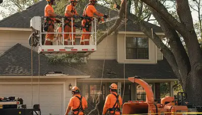 Tampa, FL tree service crew handling emergency storm damage tree removal and fallen trees