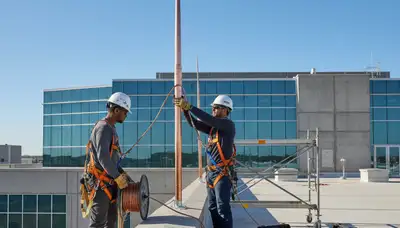 Tampa arborist installing lightning protection system on a tree for residential property safety