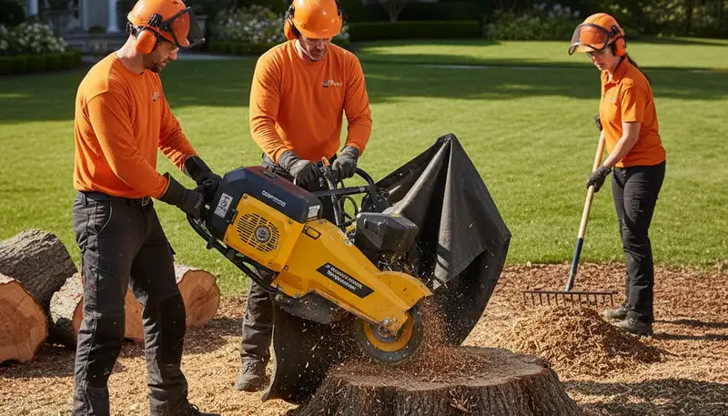 Tampa, FL stump removal crew clearing a yard for safer, cleaner outdoor space